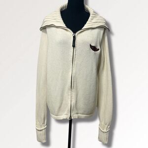 Vintage Harley Davidson Heavy Zip Cardigan Turtleneck Sweater Sz 2W Cream Tan